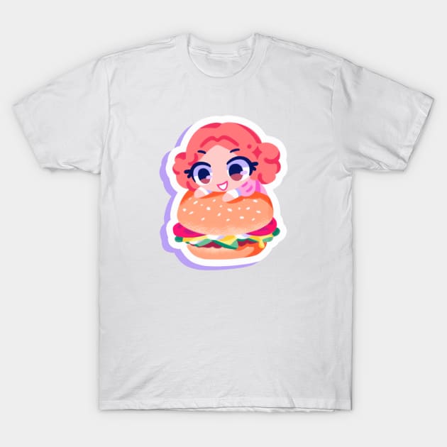 Haru Okumura burger T-Shirt by OkiComa